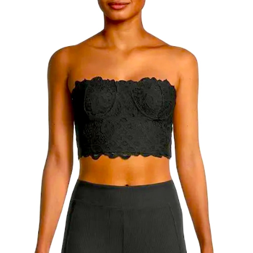 Free People Women's Adella Lace Corset Bralette Black/Large. Pristine condition